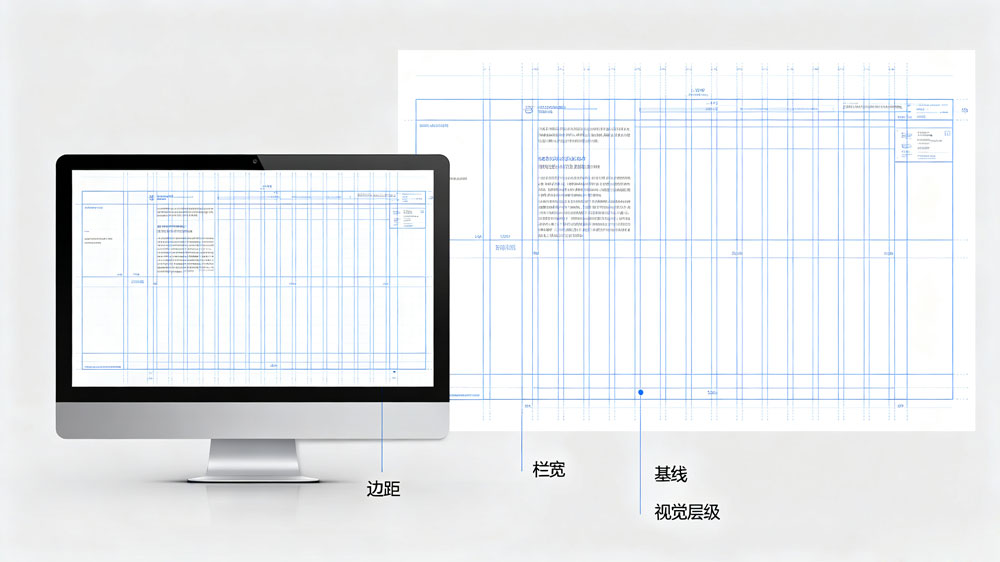 版式设计网格系统与构图示意图